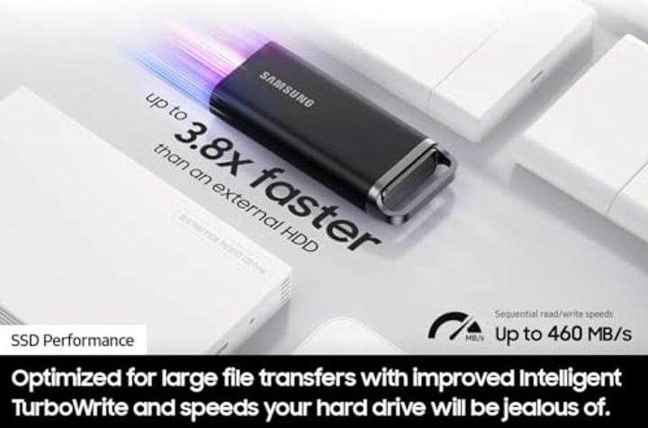 Alt view image 2 of 5 - SAMSUNG T5 EVO Portable SSD 8TB, USB 3.2 Gen 1 External Solid State Drive, Seq. Read Speeds Up to 460MB/s for Gaming and Content Creation, MU-PH8T0S/AM, Black