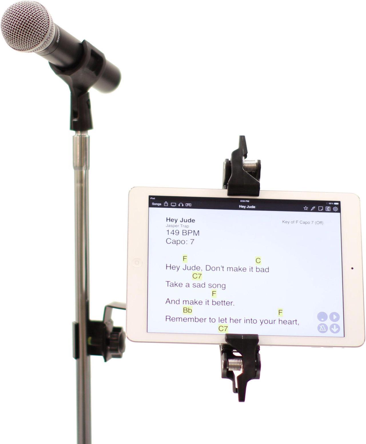 Alt view image 4 of 5 - AirTurn Manos Universal Tablet and Phone Holder with Side Mount Clamp (Microphone and Mic Stand Not Included)