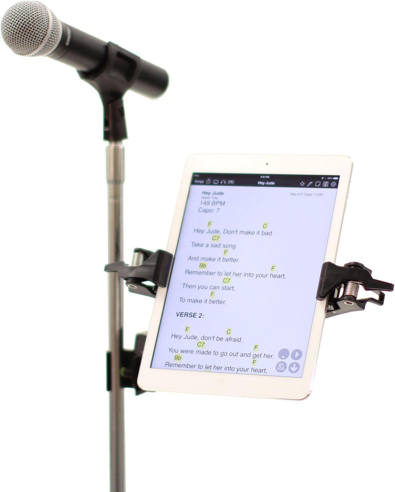 Alt view image 3 of 5 - AirTurn Manos Universal Tablet and Phone Holder with Side Mount Clamp (Microphone and Mic Stand Not Included)