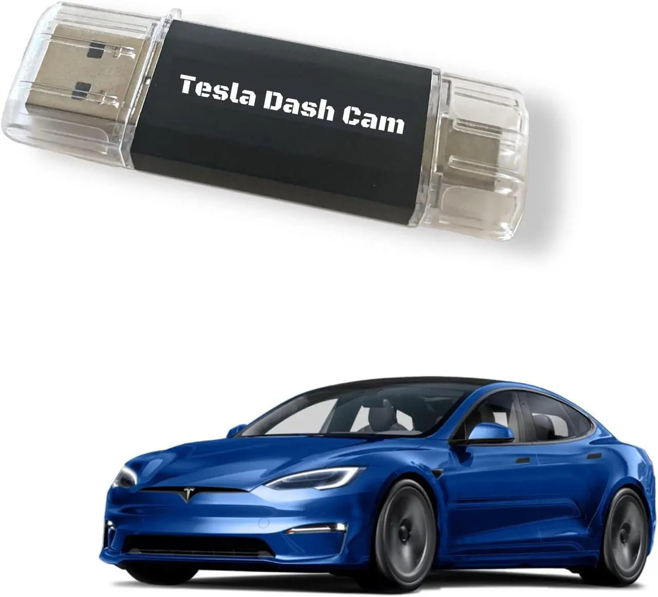 Main image of 128 GB Tesla USBC Dashcam Flash Drive for Sentry Mode. Dual Sided Thumb Drive Dash Cam Security USB Tesla Sentry Mode