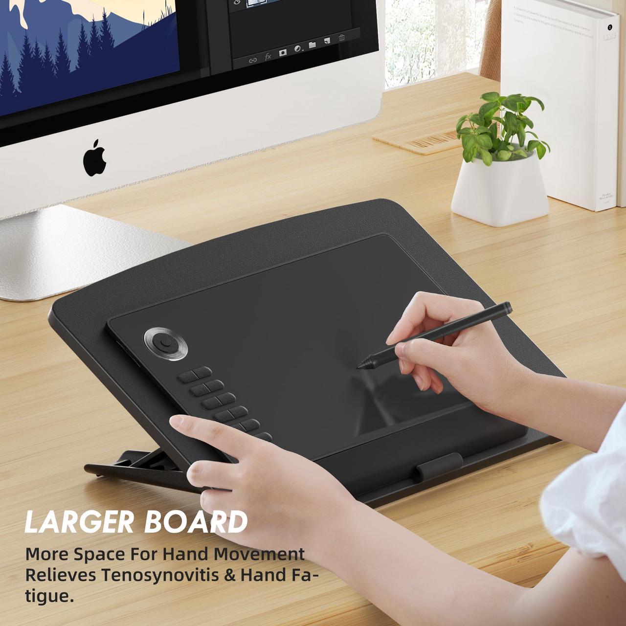 Alt view image 2 of 5 - AFOOYO Extra Large Tablet Stand Adjustable Digital Drawing Tablet Holder Desktop Foldable Compatible with iPad,Fire HD,Galaxy Tab,Wacom,Xppen,Surface Pro,Graphics Tablet and More,Fit 7-23.8 inch