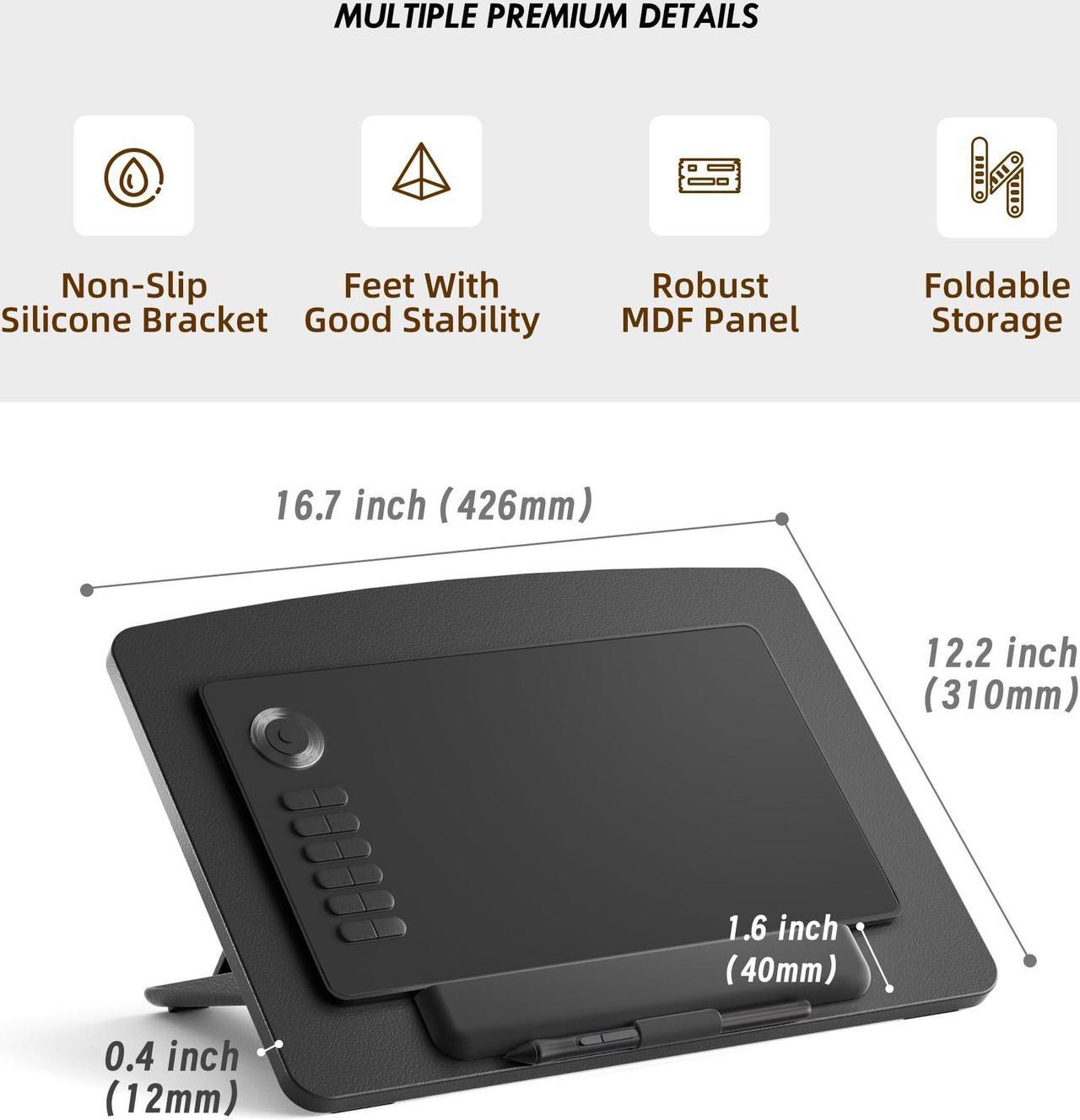 Alt view image 5 of 5 - AFOOYO Extra Large Tablet Stand Adjustable Digital Drawing Tablet Holder Desktop Foldable Compatible with iPad,Fire HD,Galaxy Tab,Wacom,Xppen,Surface Pro,Graphics Tablet and More,Fit 7-23.8 inch