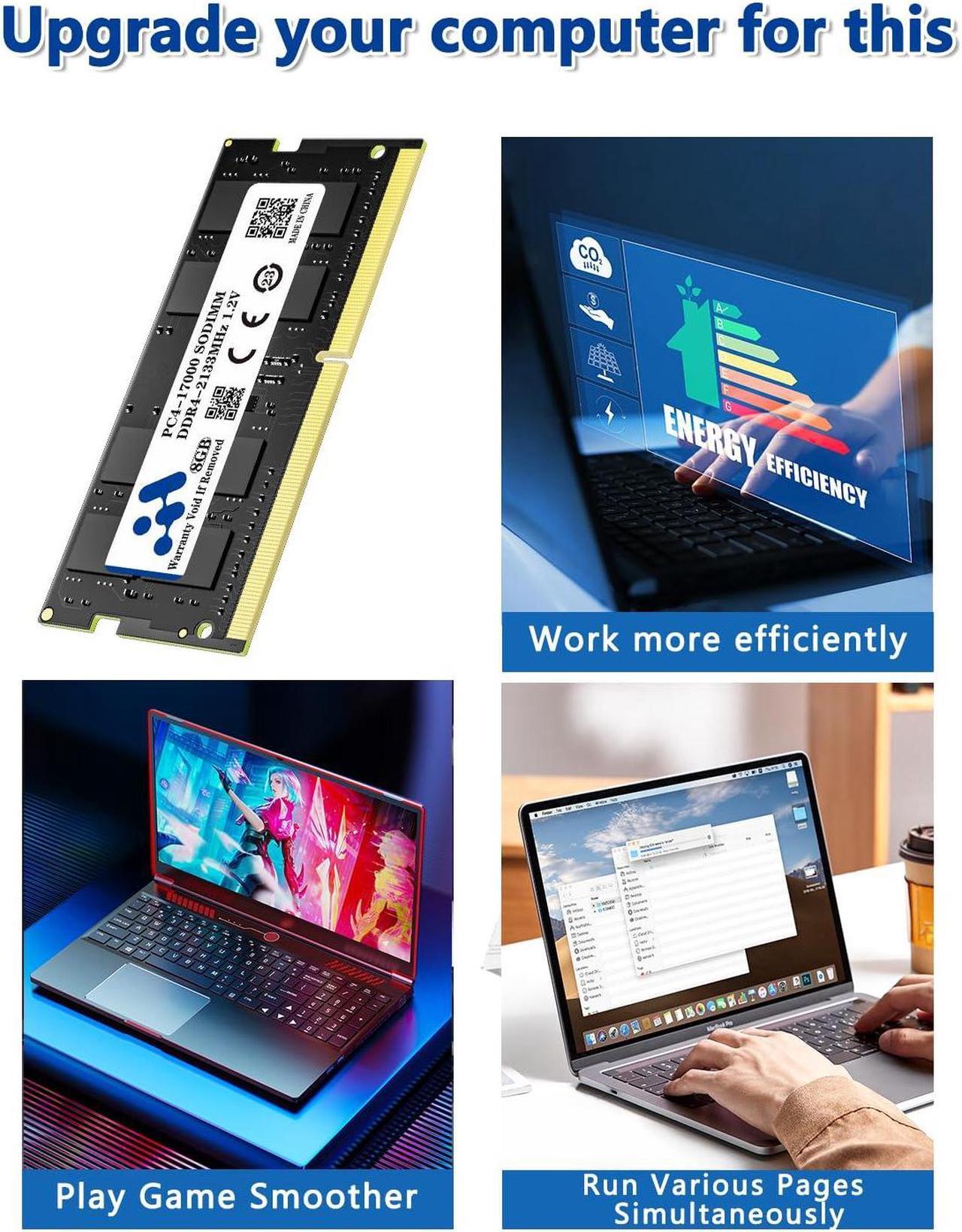 Alt view image 3 of 5 - Arshray DDR4 RAM 16GB Kit(2X8GB) 2133MHZ,SO-DIMM Memory 1.2V Non-ECC Unbuffered,CL15 PC4-19200 260PIN Laptop Memory Module Ram Black(Only Support Laptop Computer)