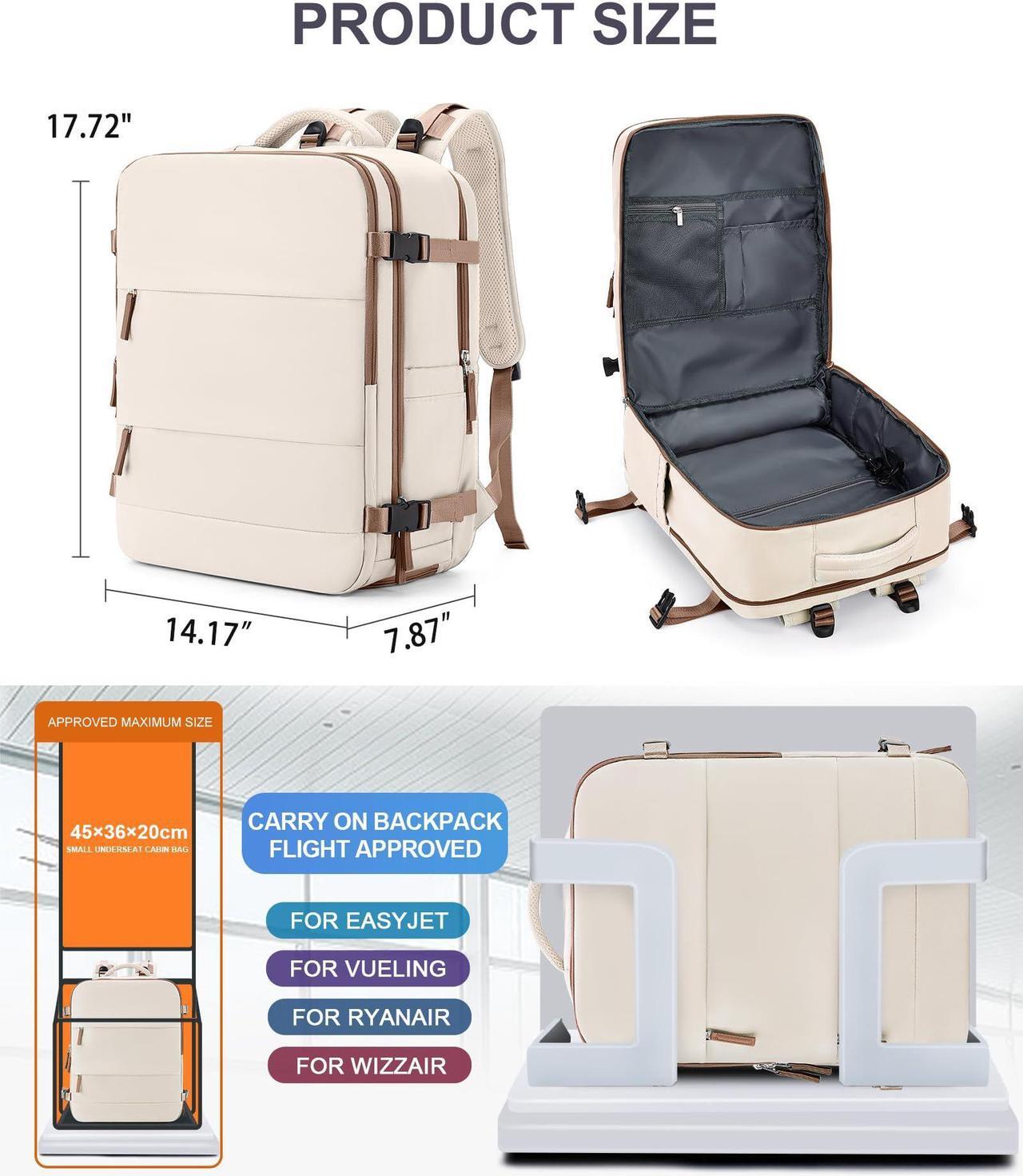 Alt view image 5 of 5 - coowoz Travel Backpack Carry On for Women Man Gym Backpack with Laptop Compartment Mochila de Viaje Teacher Personal Item Backpack Rucksack Airplane Accessories Must Haves Beige Brown