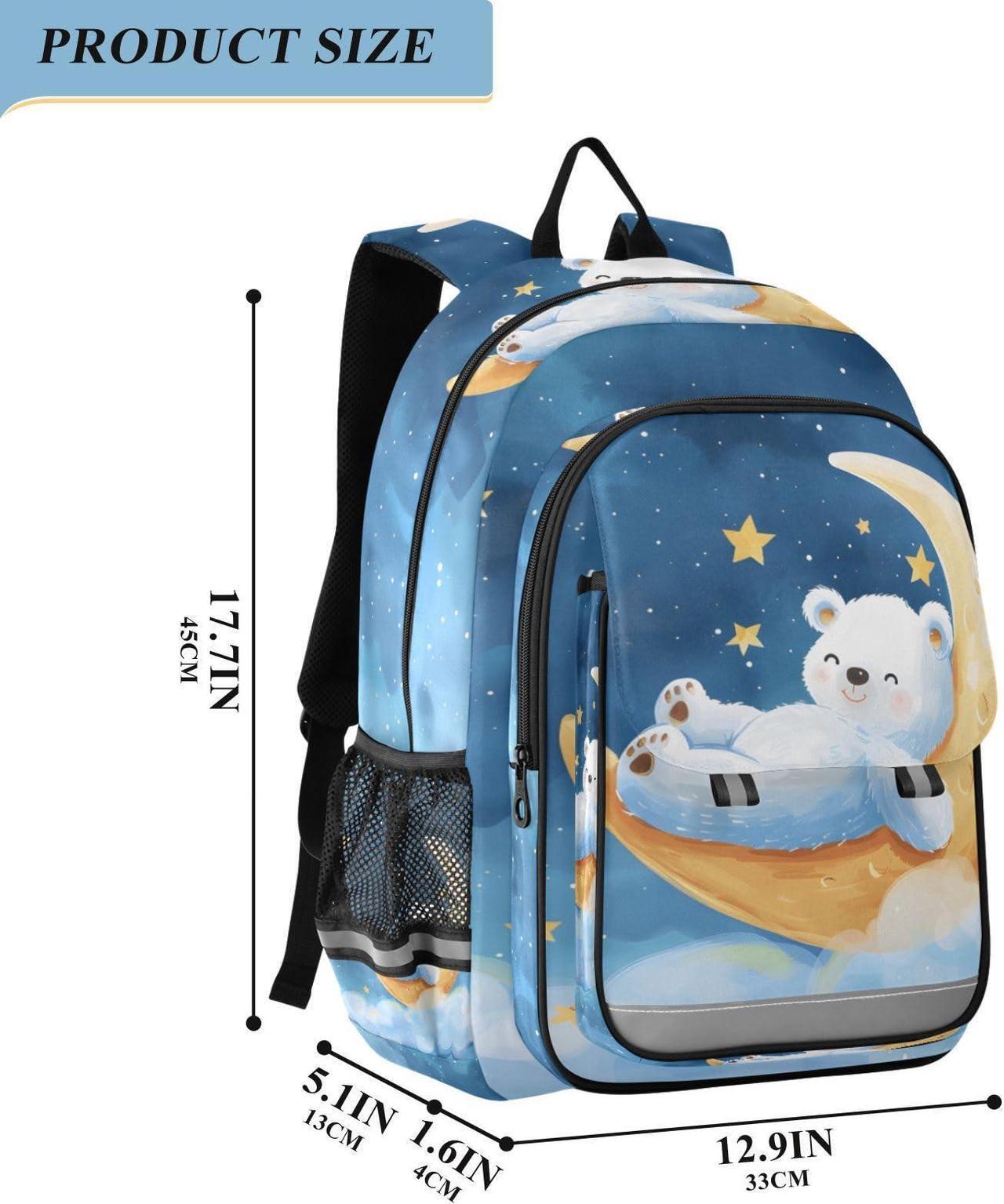 Alt view image 2 of 5 - senya School Backpack Kids College Rucksack Travel Bookbag Fashion Back Pack Girls Boys Bear Lies Moon