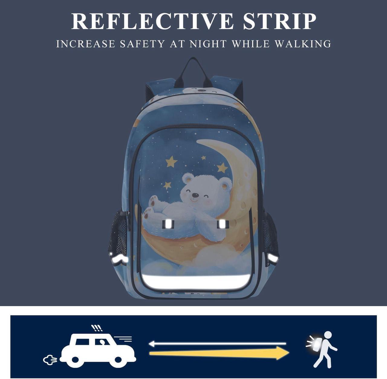 Alt view image 5 of 5 - senya School Backpack Kids College Rucksack Travel Bookbag Fashion Back Pack Girls Boys Bear Lies Moon