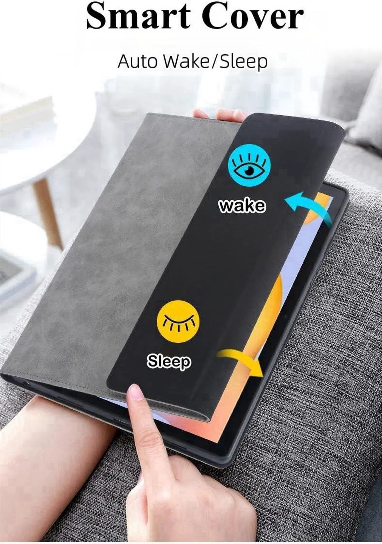 Alt view image 3 of 5 - Flip Case for Galaxy Tab S9 Ultra/ S8 Ultra (14.6 inch) with S Pen Holder,Shockproof Soft Protective Smart Cover Compatible with Keyboard, Wine Red