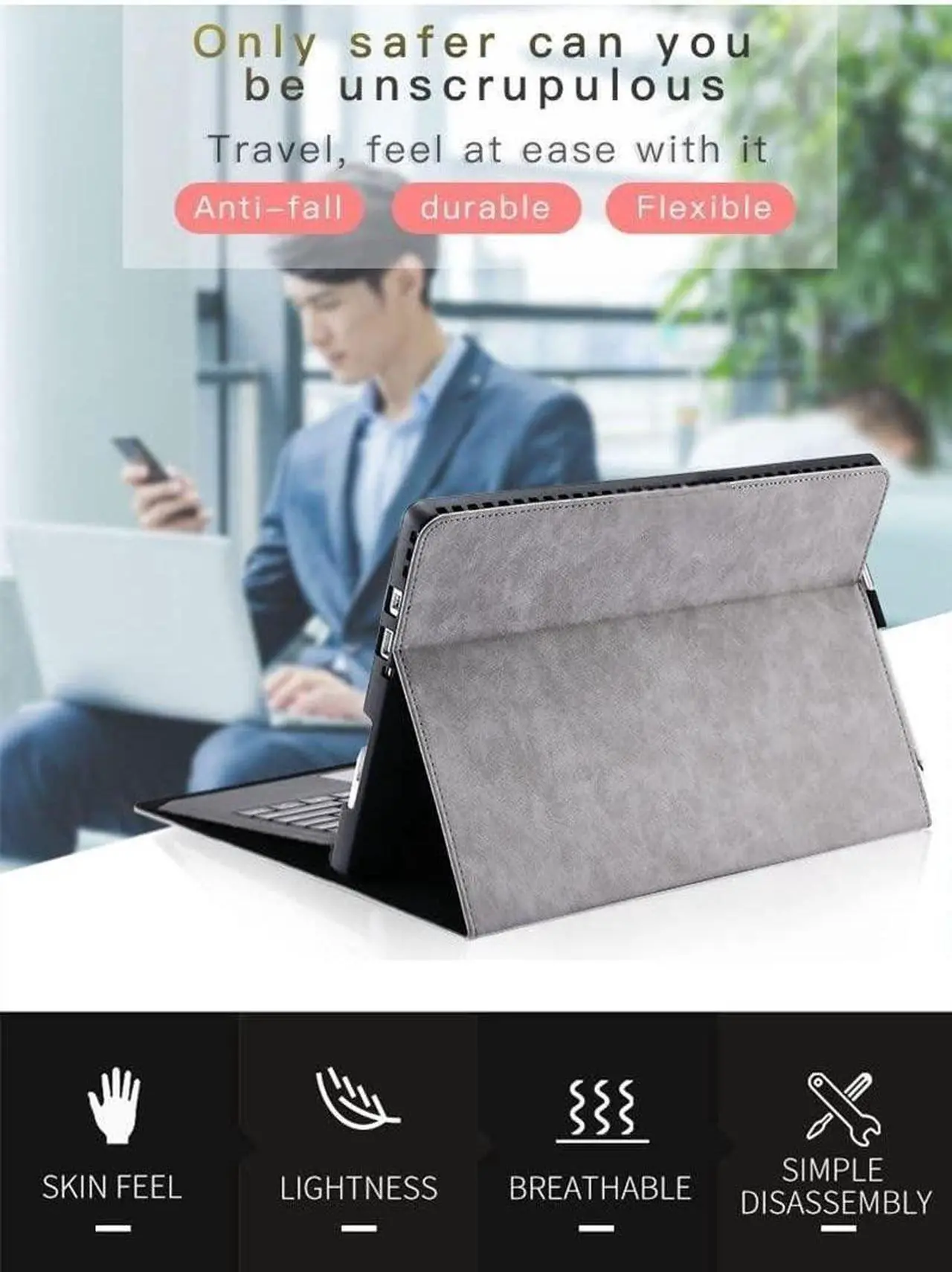 Alt view image 2 of 5 - Flip Case for Galaxy Tab S9 Ultra/ S8 Ultra (14.6 inch) with S Pen Holder,Shockproof Soft Protective Smart Cover Compatible with Keyboard, Wine Red