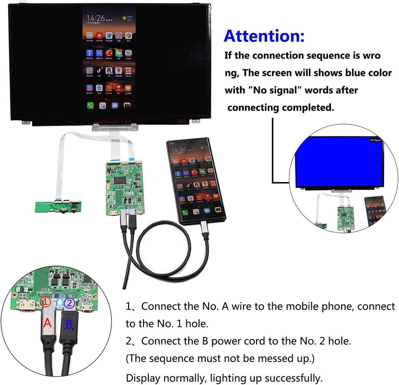 Alt view image 4 of 5 - FanyiTek USB C Type C mini HD-MI Control Board for 15.6" 1366x768 B156XTK01.0 Touch HD 40pin Glossy OnCell Digitizer LCD LED Display