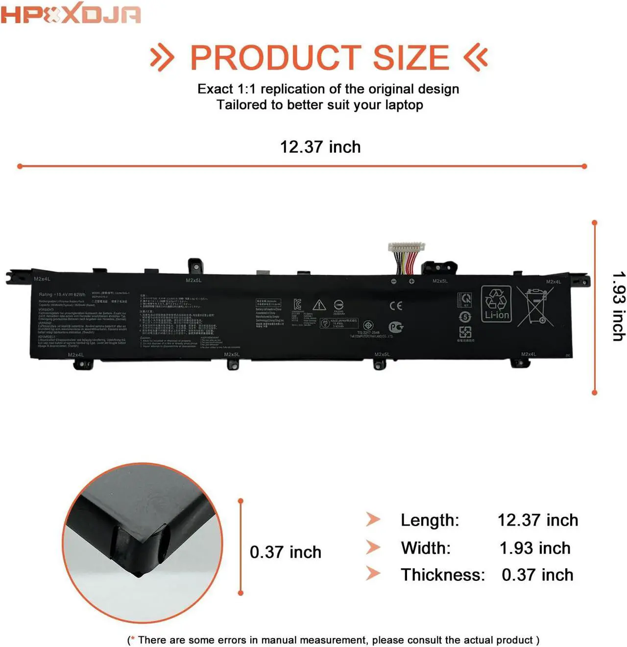 Alt view image 4 of 5 - HPXXDJA C42N1846 Laptop Battery Compatible with ASUS ZenBook Pro Duo UX581 UX581G UX581GV UX581LV Series C42N1846-1 UX581GV- H2001T UX581GV- H2002T UX581GV- XB74T UX581LV-H2002R