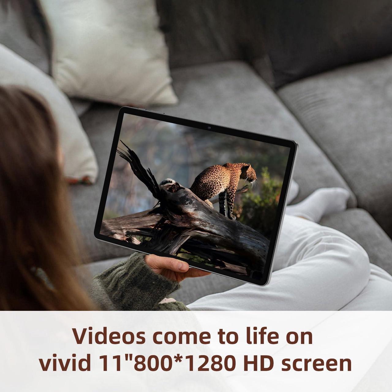 Alt view image 2 of 5 - JIKOCXN 2024 Newest 11 Inch Tablet Android 14 Tablets, Octa Core Android Tablet with 12(6+6) GB RAM 128GB ROM 1TB Expand, Support 18W Fast Charging, 8000mAh, 5GWiFi, BT5.0, FM, GPS, GMS (Black)