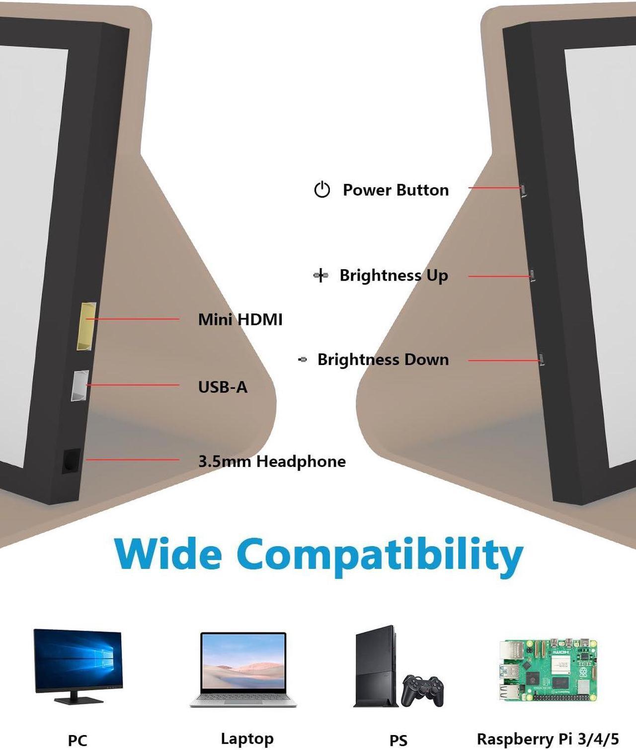 Alt view image 4 of 5 - JUN-ELECTRON 7 inch Touch Screen 1024x600 IPS LCD Display, Mini HDMI Portable Monitor for Raspberry Pi/Laptop/PC/Game Console