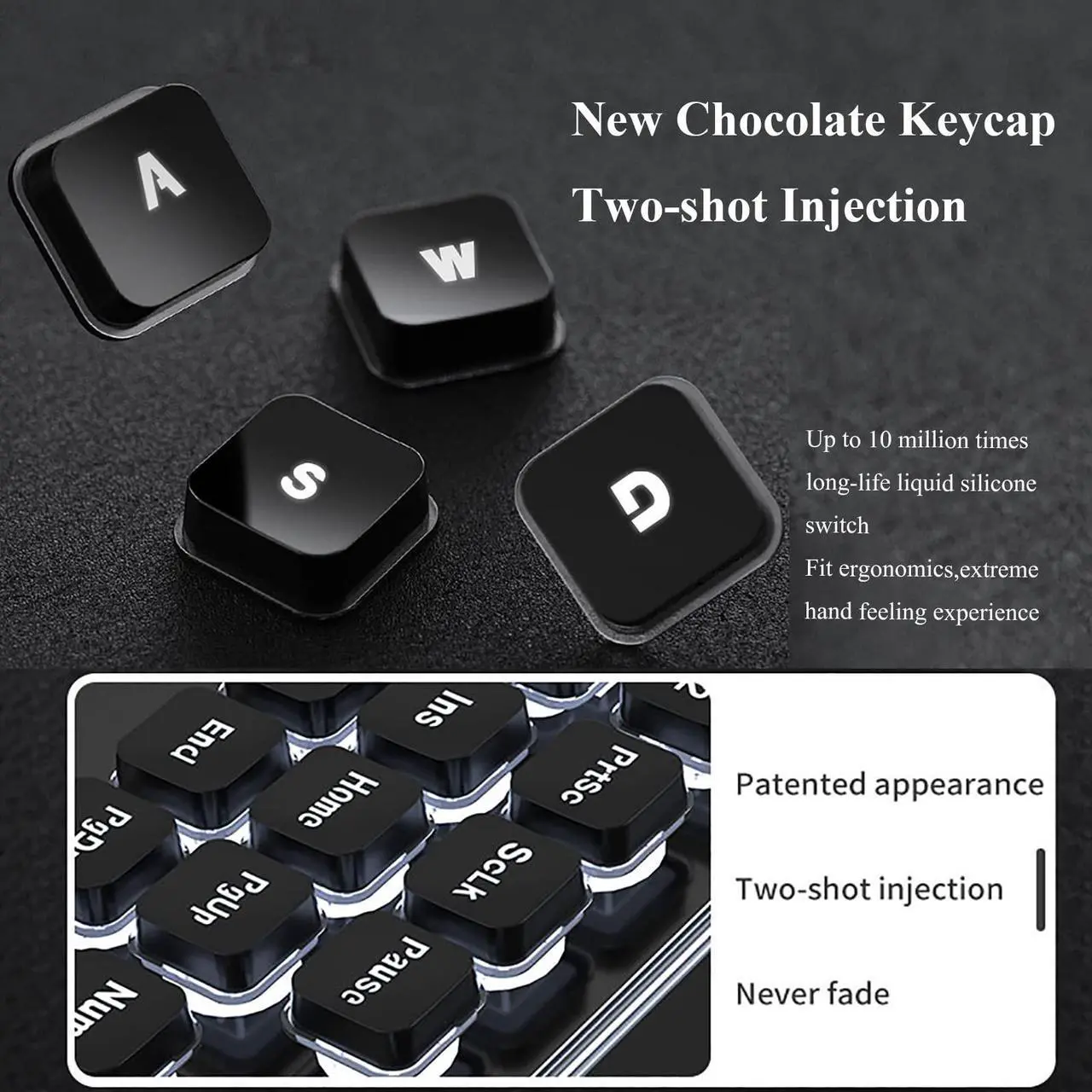 Alt view image 5 of 5 - Wireless Keyboard and Mouse Combo Backlit,Rechargeable 104-Key Full Sized Menbrane Keyboard and Silent Mice Set,2.4Ghz Connection,Ergonomic,Home Office Gamer Use (Black with White Light)