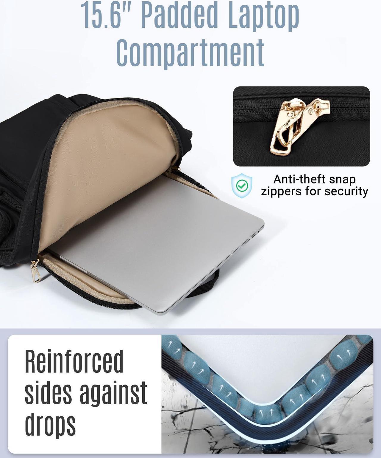 Alt view image 4 of 5 - LIGHT FLIGHT Laptop Backpack for Women, 15.6 Inch Work Bag Business Backpack with laptop compartment, Water Resistant Travel Bags Casual Daypacks for College, Large Capacity Backpacks for Travel-Black
