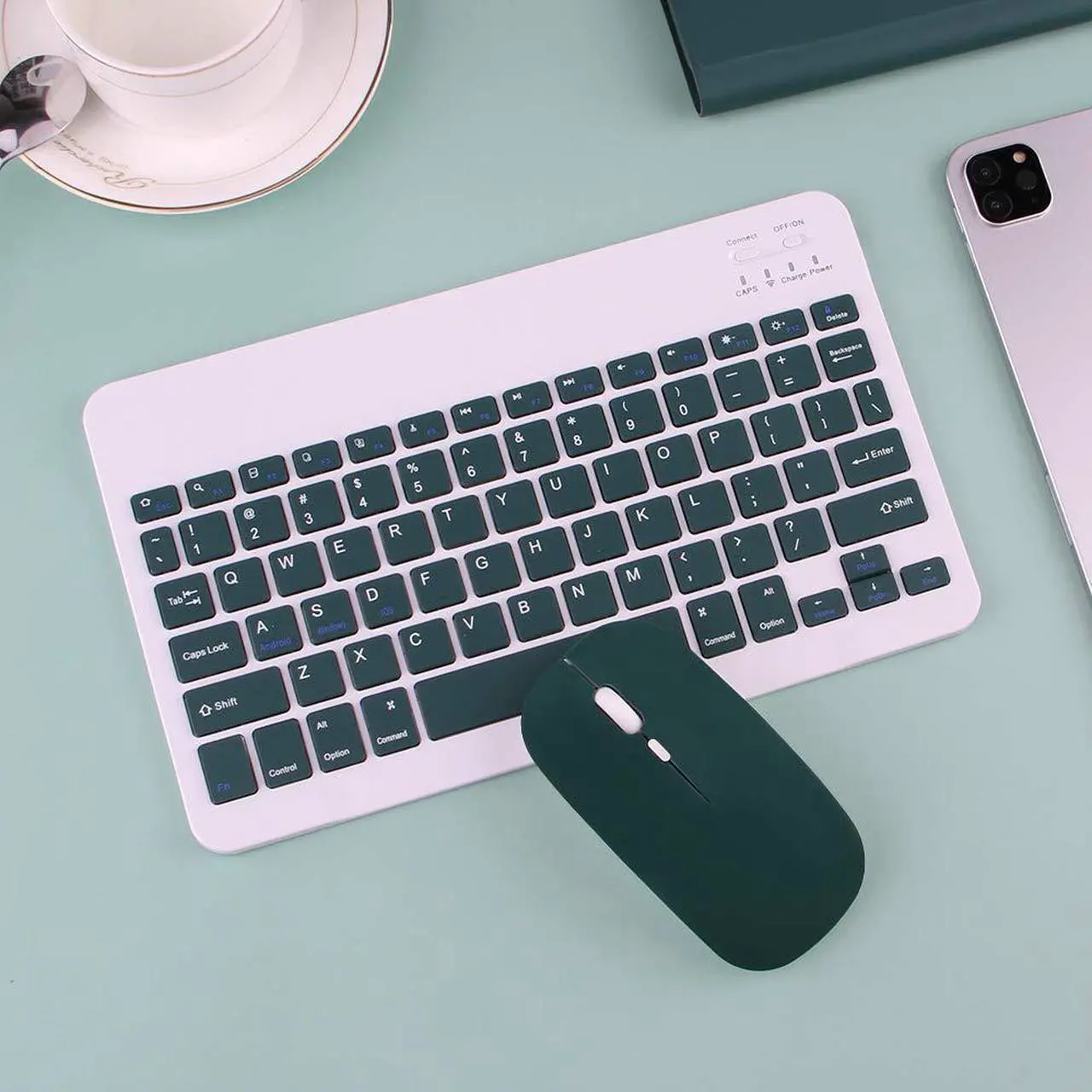Alt view image 3 of 5 - with Mouse Keyboard case for Galaxy Tab A9+ /Tab A9 Plus 11 inch, 2023 Release Model SM-X210/X215/X216 Magnetic Detachable Bluetooth Keyboard Color KeyDark Green