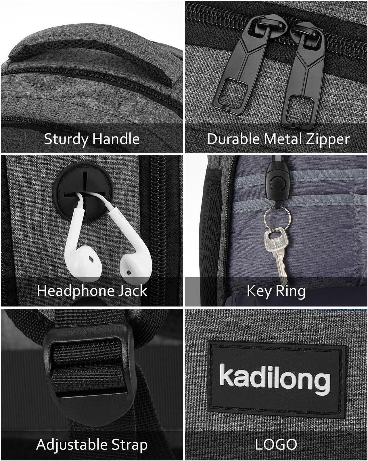 Alt view image 4 of 5 - kadilong Backpacks for Men 17.3 Inch,Bagpacks School Backpack for Boys Teenager,Computer Backpack with Laptop Compartment & USB Charger,Mochilas Hombres Morrales for Workout College Middle School