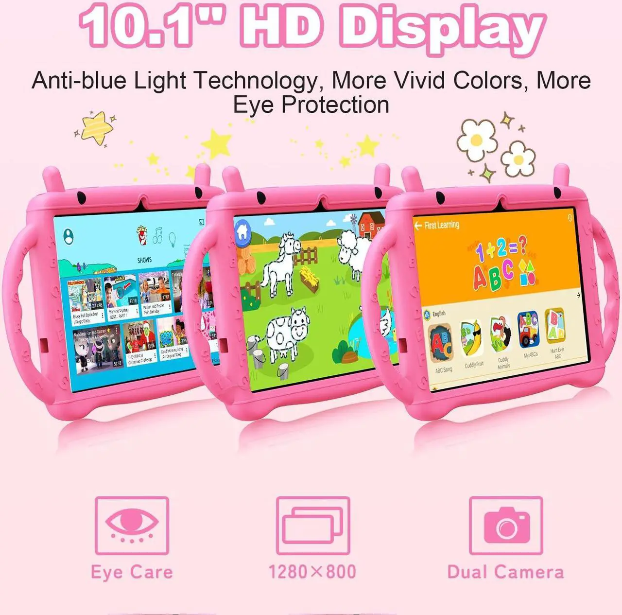 Alt view image 3 of 5 - YATIOM Kids Tablet 10 inch Android 14 with Drop-Proof Case, Octa-Core 10+64GB GMS Certified Learning Tablets with WiFi 6, Bluetooth 5.2, Dual Camera, Parental Control