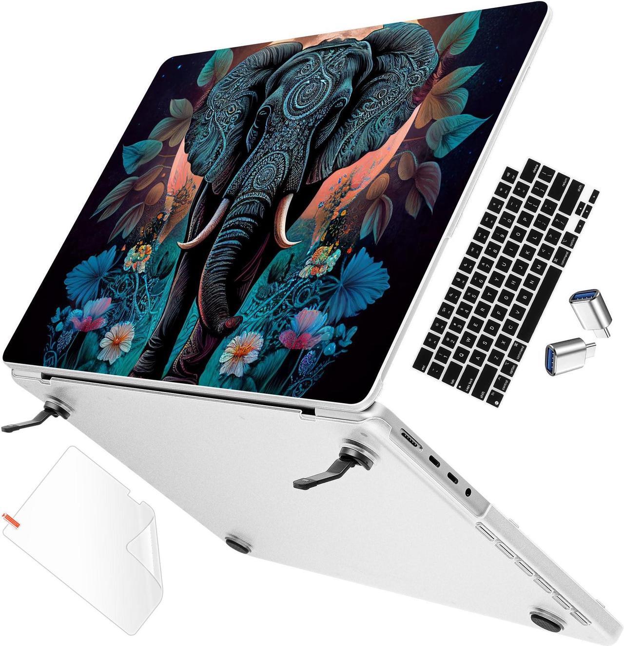 Main image of May Chen Compatible with MacBook Pro 16 inch Case A2991 M3 M2780 M2 A2485 M1 Chip 2023 2022 2021 Release, Sturdy Protection Finish Hard Shell Case Cover with Fold Kickstand, Elephant