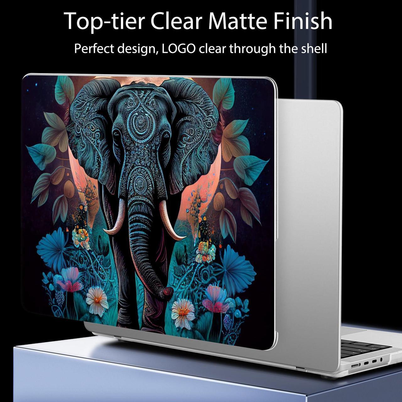 Alt view image 5 of 5 - May Chen Compatible with MacBook Pro 16 inch Case A2991 M3 M2780 M2 A2485 M1 Chip 2023 2022 2021 Release, Sturdy Protection Finish Hard Shell Case Cover with Fold Kickstand, Elephant