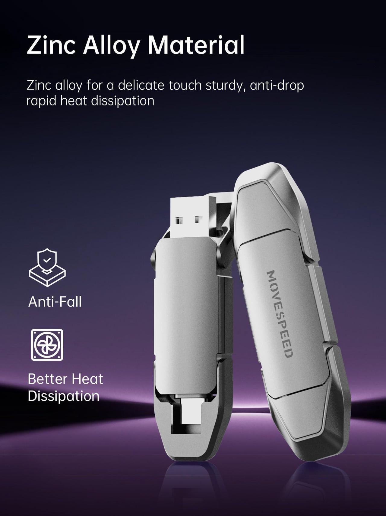Alt view image 5 of 5 - MOVE SPEED 4TB USB C Flash Drive, 1088MB/s Read Speed, Dual Interface USB 3.2 Gen2+Type C SSD USB Drive with Keychain Leather Case Thumb Drive for iPhone 15 Series/MacBook/Android Phone etc