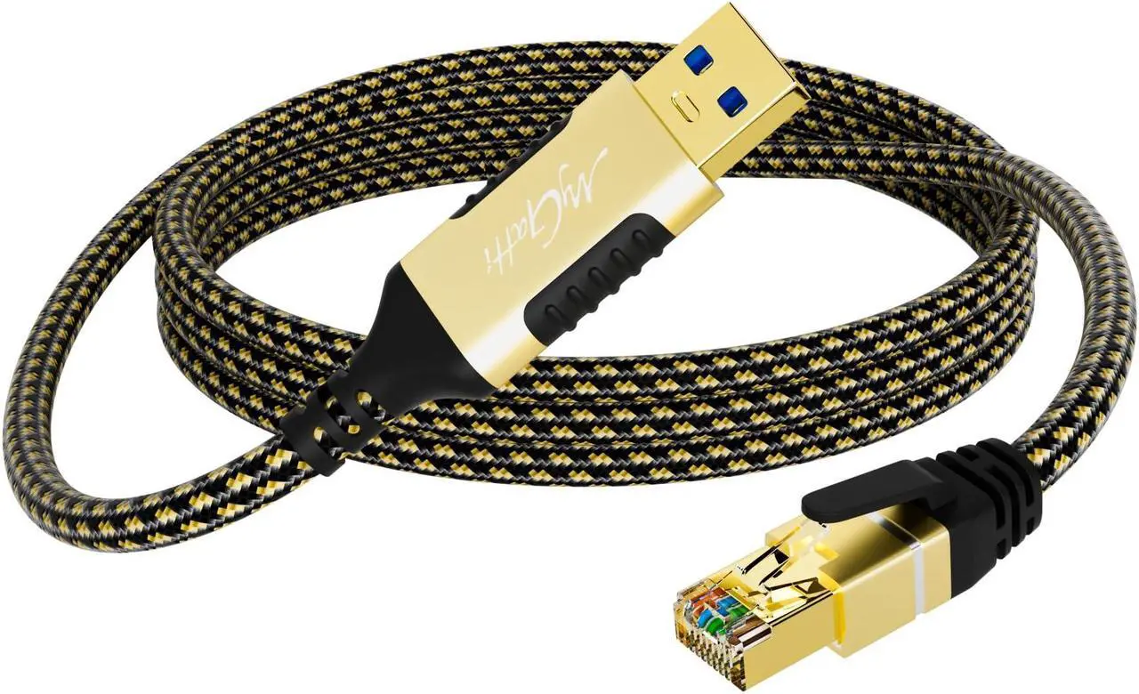 Main image of USB to Ethernet Cable 25 FT, USB-A 3.0 to RJ45 Cable, FTP, 1Gbps High-Speed-Shielded LAN Network Cable, Directly Connected, Compatible with Laptop, PC, MacBook, Switch, Windows, macOS, Linux