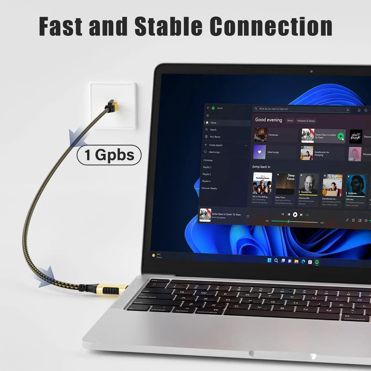 Alt view image 3 of 5 - USB to Ethernet Cable 25 FT, USB-A 3.0 to RJ45 Cable, FTP, 1Gbps High-Speed-Shielded LAN Network Cable, Directly Connected, Compatible with Laptop, PC, MacBook, Switch, Windows, macOS, Linux