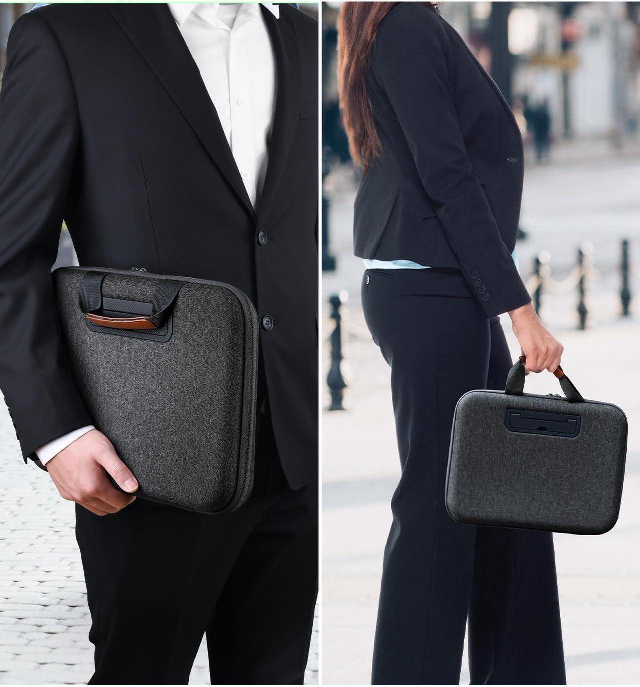 Alt view image 5 of 5 - Nauttxon Hard Laptop Case 14 Inch, 2 in 1 Laptop Bag Lap Desk with Stopper and Book Clip, Shockproof Waterproof Laptop Sleeve with Handle Compatible with MacBook HP Dell Lenovo ASUS and More - Black