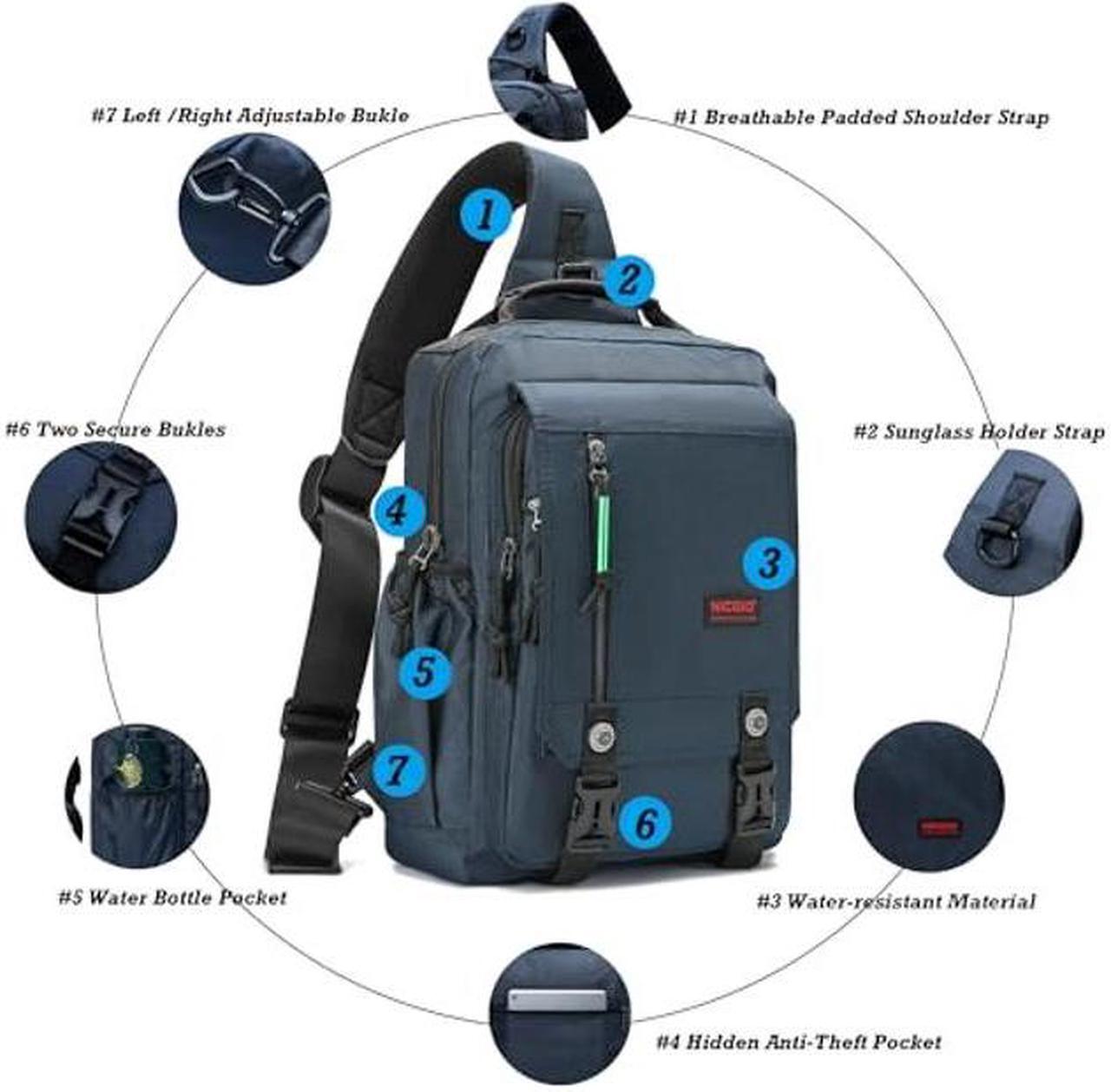 Alt view image 4 of 5 - NICGID Sling Bags Chest Shoulder Backpacks, 14.1'' Laptop Backpack Crossbody Messenger Bag Travel Outdoor Men Women