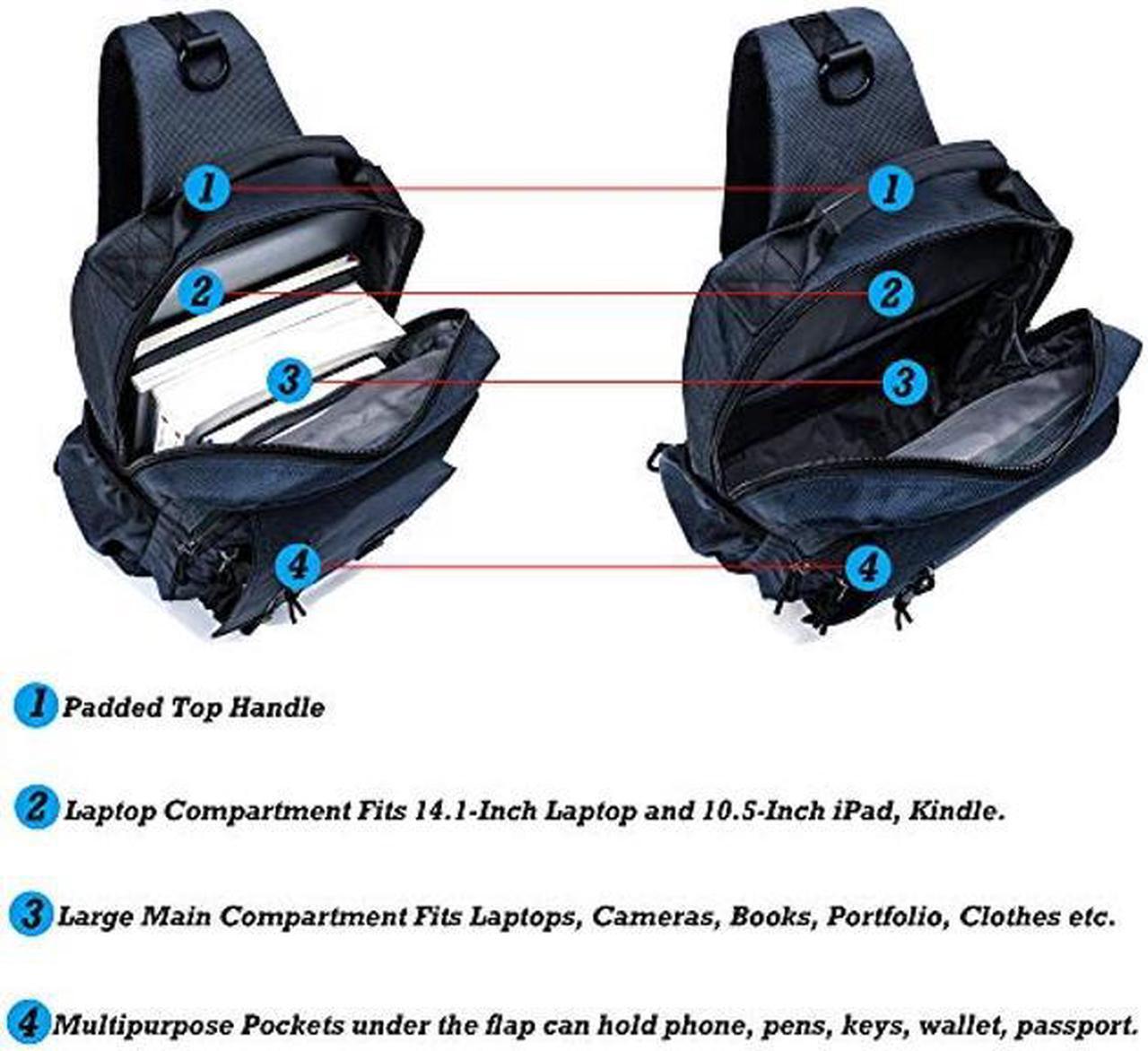 Alt view image 5 of 5 - NICGID Sling Bags Chest Shoulder Backpacks, 14.1'' Laptop Backpack Crossbody Messenger Bag Travel Outdoor Men Women