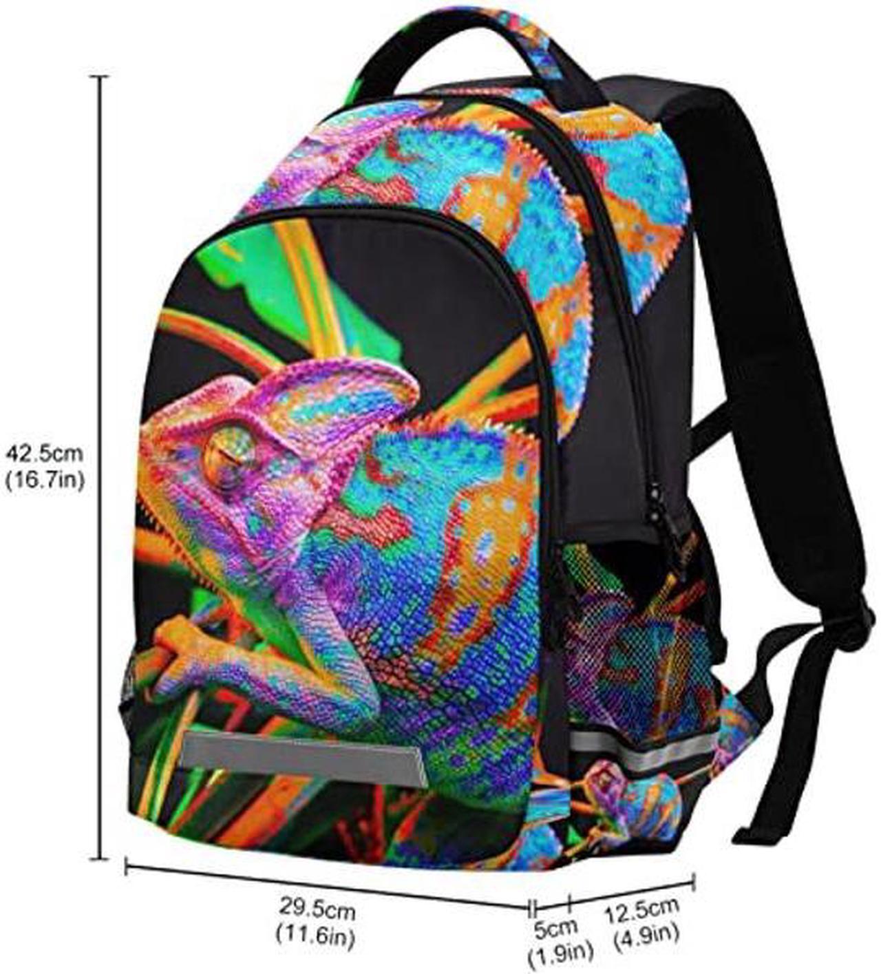 Alt view image 3 of 5 - panksolu Colorful Lizard Backpacks Travel Laptop Backpack School Bookbag Daypack for Men Women Teens Kids One Size...