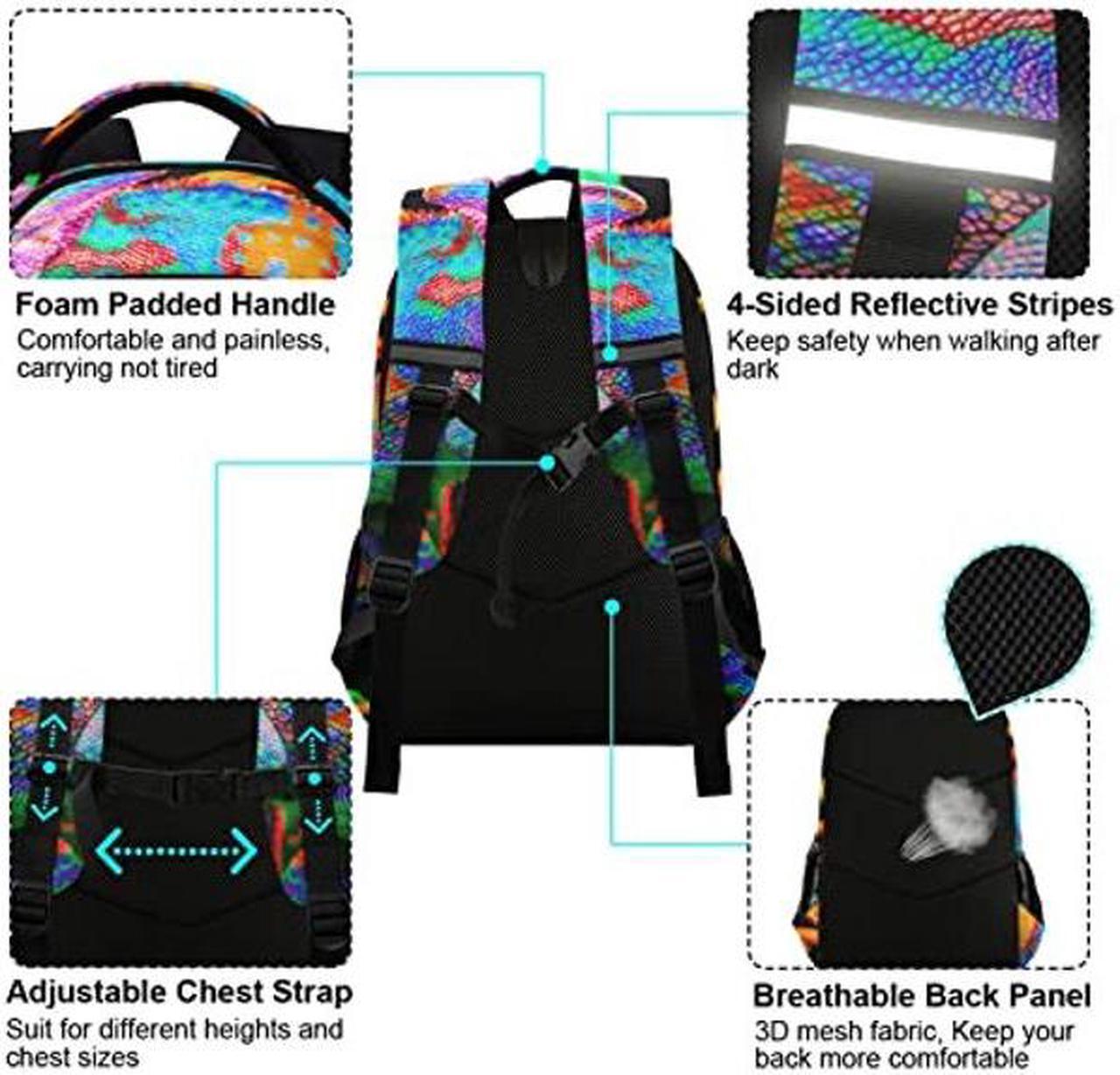 Alt view image 4 of 5 - panksolu Colorful Lizard Backpacks Travel Laptop Backpack School Bookbag Daypack for Men Women Teens Kids One Size...