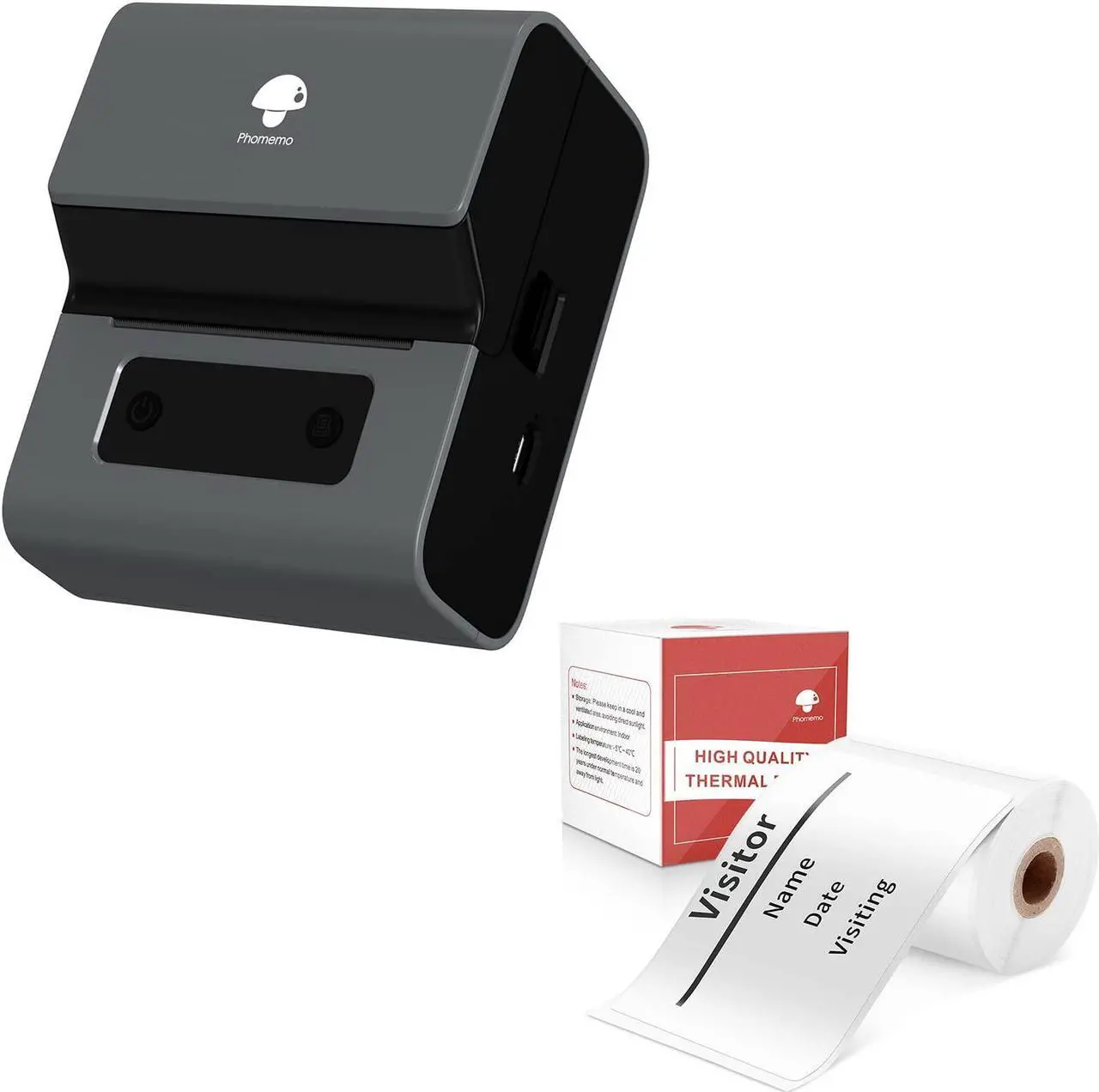 Main image of Phomemo Label Makers- 3 Inch Large Label Maker M221 Bluetooth Thermal Barcode Printer for Small Business/Home Use, for Barcode, Address, Logo, Mailing, Stickers, Compatible with Phone & PC, Gray