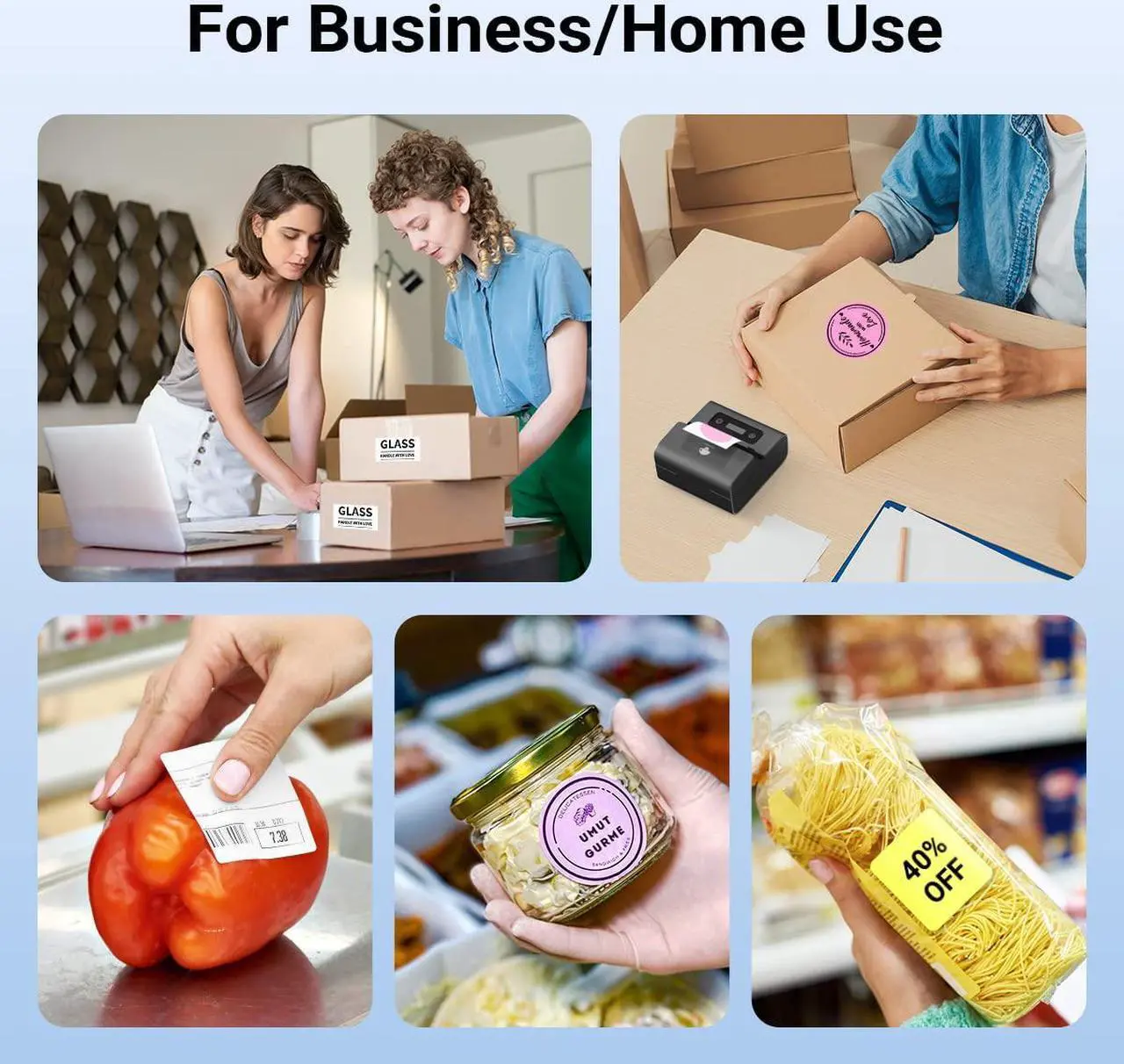 Alt view image 5 of 5 - Phomemo Label Makers- 3 Inch Large Label Maker M221 Bluetooth Thermal Barcode Printer for Small Business/Home Use, for Barcode, Address, Logo, Mailing, Stickers, Compatible with Phone & PC, Gray