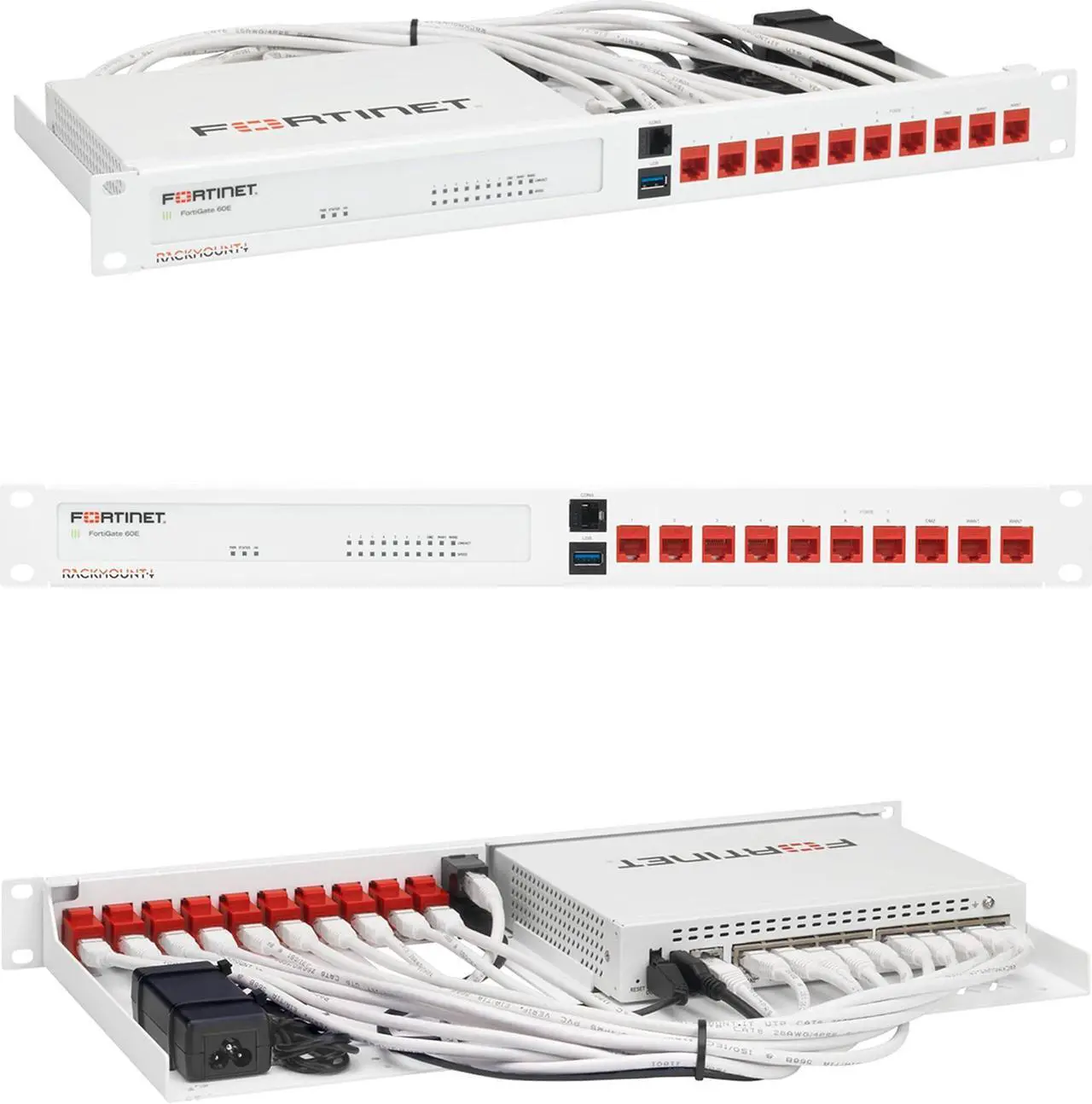 Main image of Rackmount.IT Rack Mount Kit for Fortinet FortiGate 60F / 61F / 80F / 81F  Fits in Standard 19 Rack  Front-Facing Ports (RM-FR-T10)