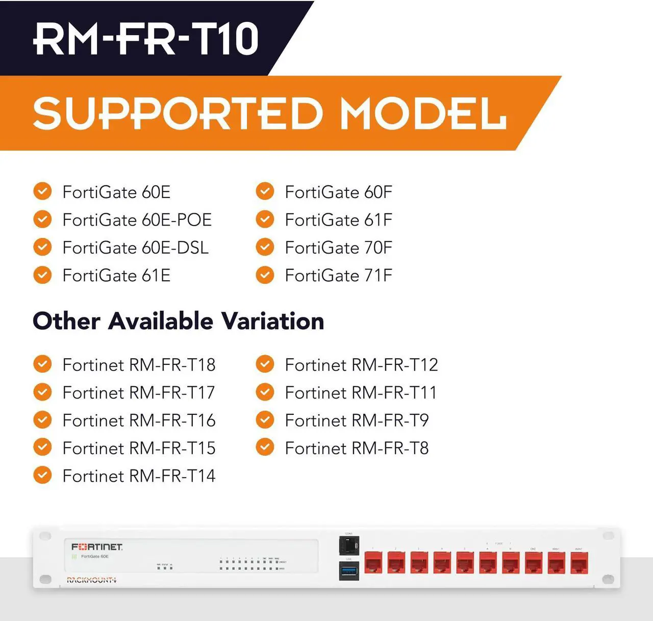Alt view image 5 of 5 - Rackmount.IT Rack Mount Kit for Fortinet FortiGate 60F / 61F / 80F / 81F  Fits in Standard 19 Rack  Front-Facing Ports (RM-FR-T10)