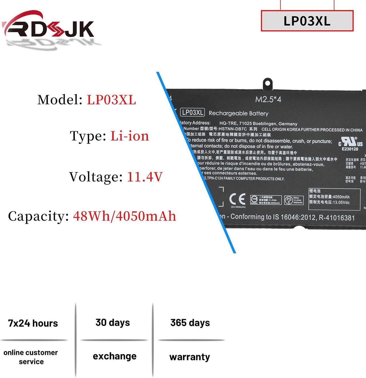 Alt view image 2 of 5 - LP03XL Battery Compatible HP Envy 15-ae000 15-ae100 M6-P113Dx M6-P Series LP03048XL HSTNN-DB6X HSTNN-DB7C HSTNN-UB6R TPN-C121 C122 TPN-C124 804072-241 807211-121 221 807211-241 807417-005 11.4V 48Wh