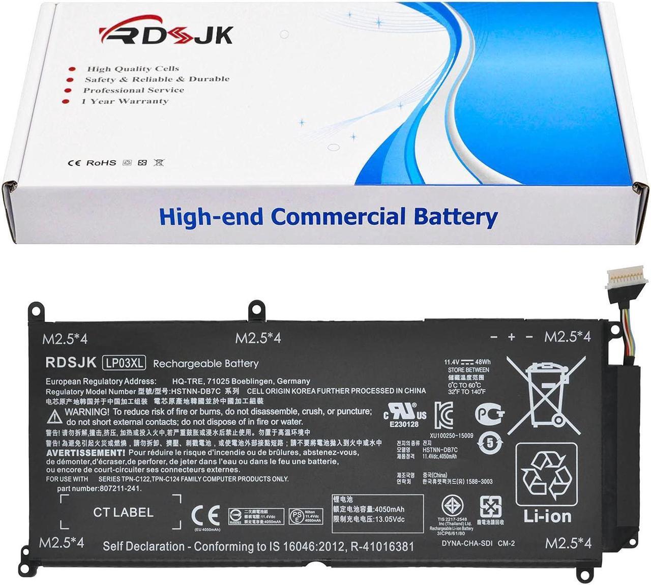 Main image of LP03XL Battery Compatible HP Envy 15-ae000 15-ae100 M6-P113Dx M6-P Series LP03048XL HSTNN-DB6X HSTNN-DB7C HSTNN-UB6R TPN-C121 C122 TPN-C124 804072-241 807211-121 221 807211-241 807417-005 11.4V 48Wh