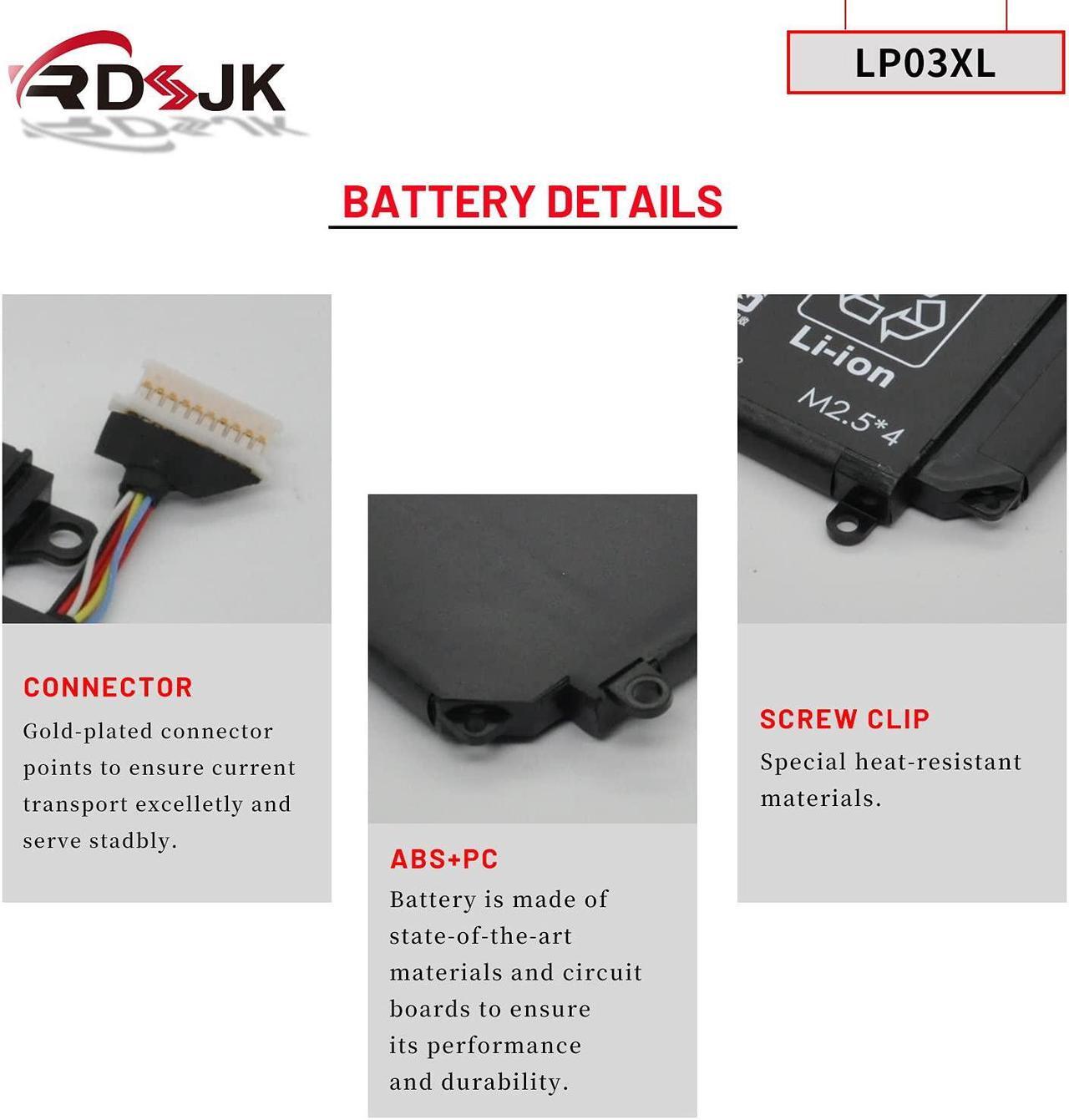 Alt view image 5 of 5 - LP03XL Battery Compatible HP Envy 15-ae000 15-ae100 M6-P113Dx M6-P Series LP03048XL HSTNN-DB6X HSTNN-DB7C HSTNN-UB6R TPN-C121 C122 TPN-C124 804072-241 807211-121 221 807211-241 807417-005 11.4V 48Wh