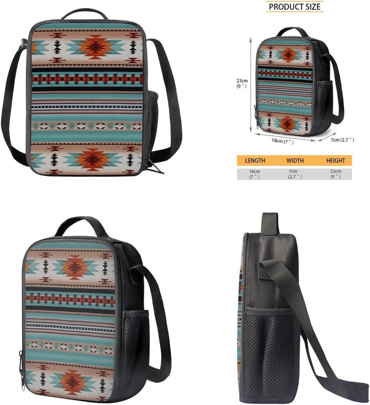 Alt view image 5 of 5 - SEANATIVE Lightweight Laptop Backpack Set with Aztec Tribal School Bookbag Lunch Bag Pencil Case