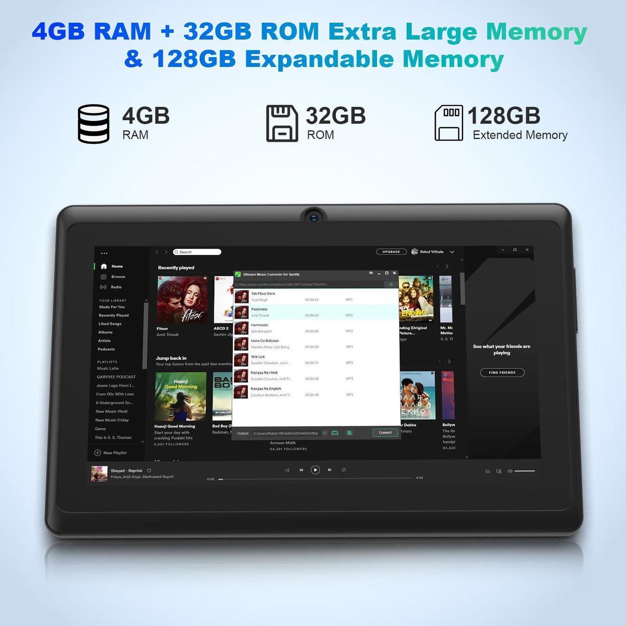Alt view image 4 of 5 - PEICHENG Android 12 tablet 7 inch, 4GB RAM 32GB ROM Tablets, Quad-Core 1.5GHz Processor, Dual Camera,1024 x 600 IPS HD Display Screen,512GB Expand, WiFi, BT, 7" Tablet Black