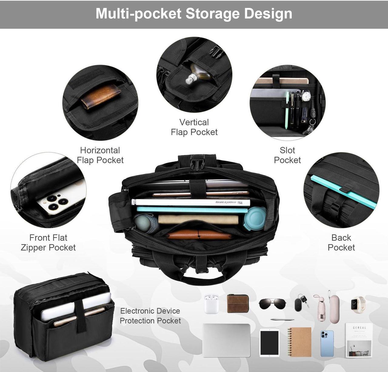 Alt view image 5 of 5 - Stypos Tactical Messenger Bag, Tactical Briefcase for Man Military Laptop Bag Messenger Shoulder Bag