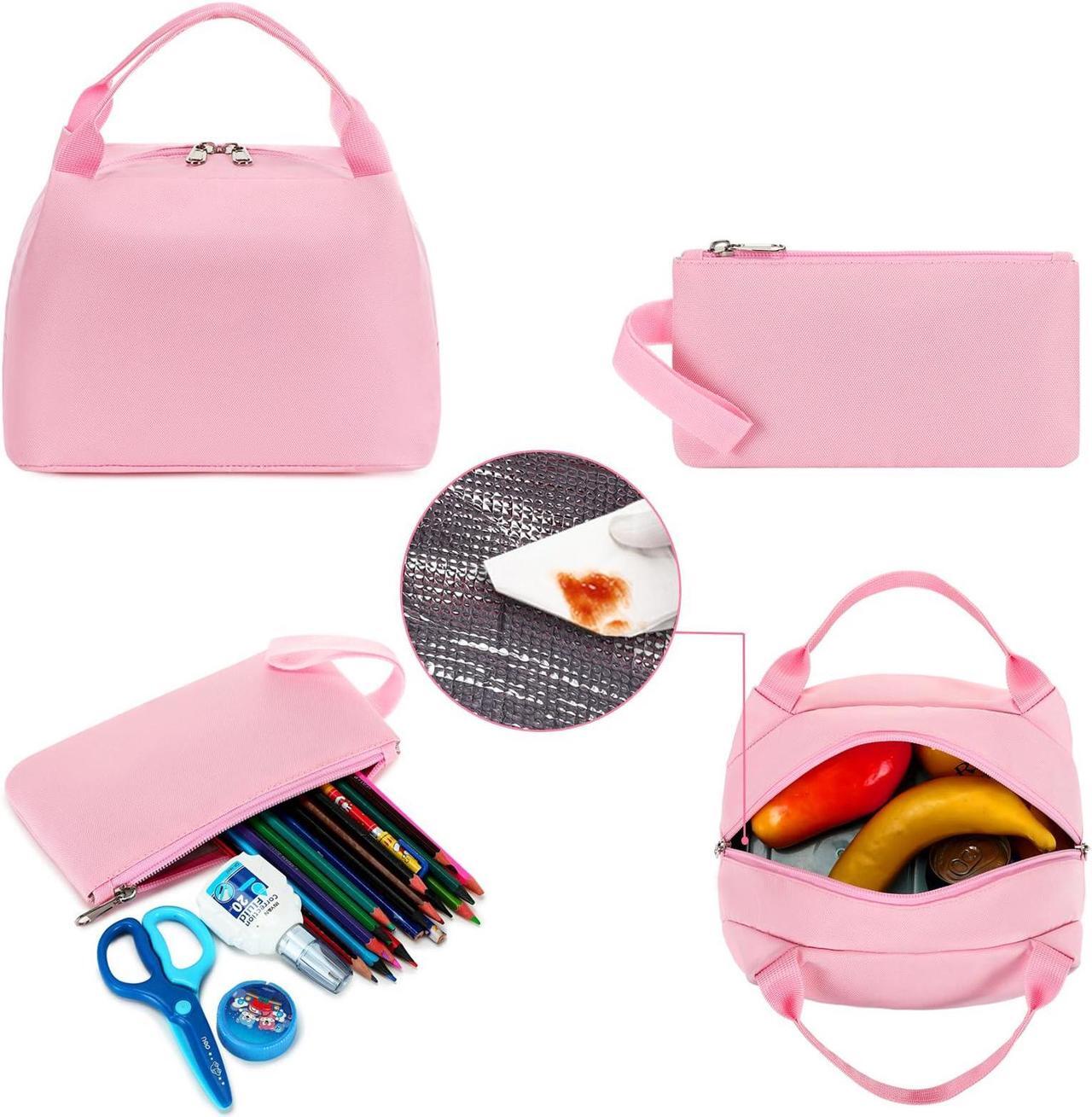 Alt view image 5 of 5 - Sunborls Teen Girls 3 in 1 Cute Backpack with Lunch Bag Pencil Bag Set Backpacks for Girls 8-12 and Also Back to School Bookbag for Girls,Pink