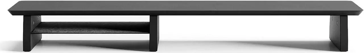 Main image of Desk Shelf Monitor Stand System for Dual Screen Setup Matte Black Wood Large for Office Wooden iMac Riser Large Desk Organizer Unit (Black Wood, Medium | 36 Inches)