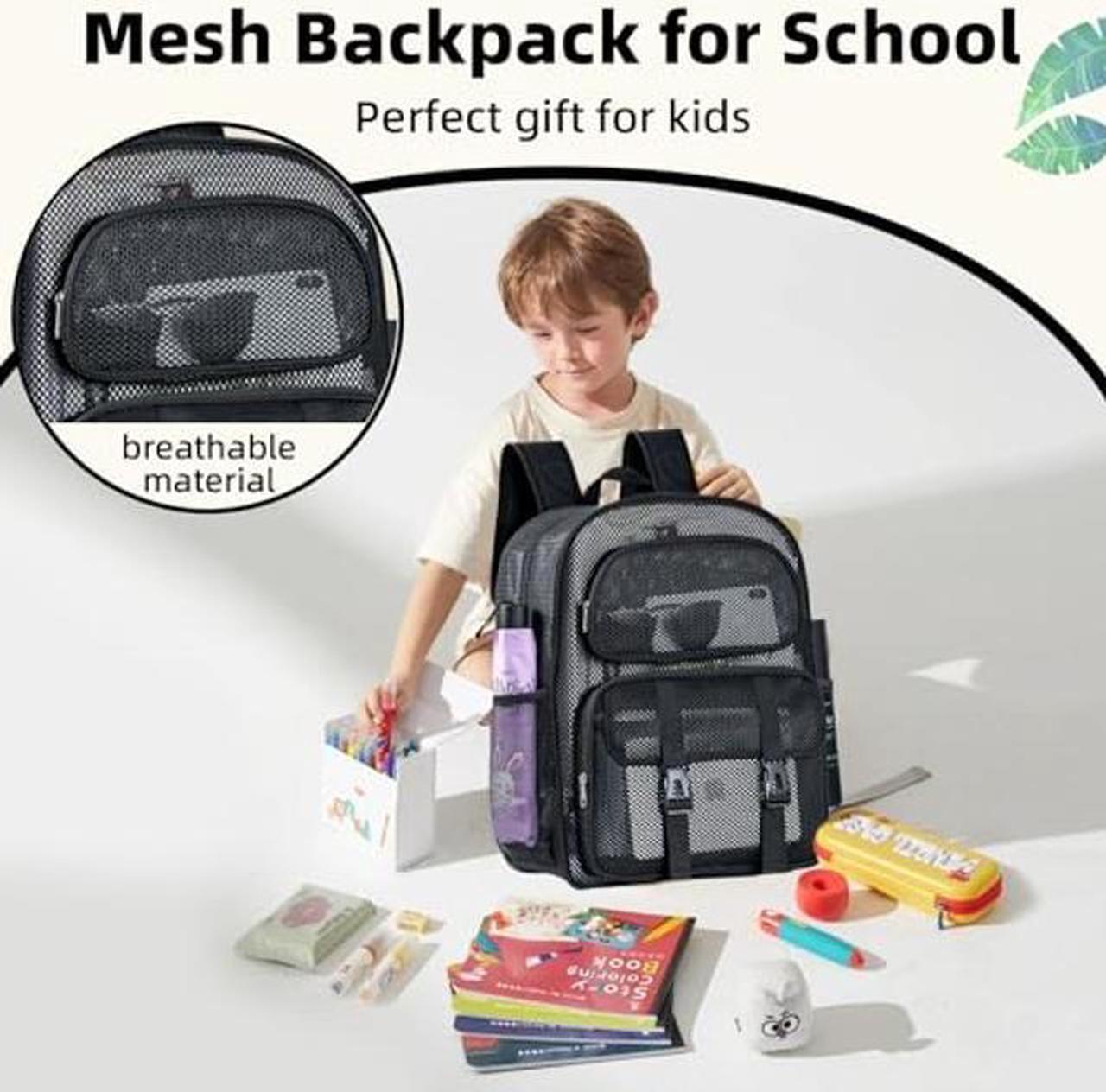 Alt view image 3 of 5 - SWANSWIFT Mesh Backpack for School 33L Heavy Duty See Through Backpack for Women Men Student Diving Travel Hiking Outdoor Sport(XLarge)
