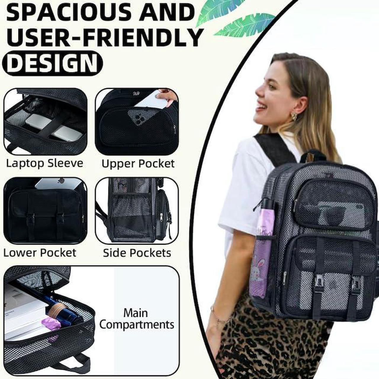 Alt view image 5 of 5 - SWANSWIFT Mesh Backpack for School 33L Heavy Duty See Through Backpack for Women Men Student Diving Travel Hiking Outdoor Sport(XLarge)