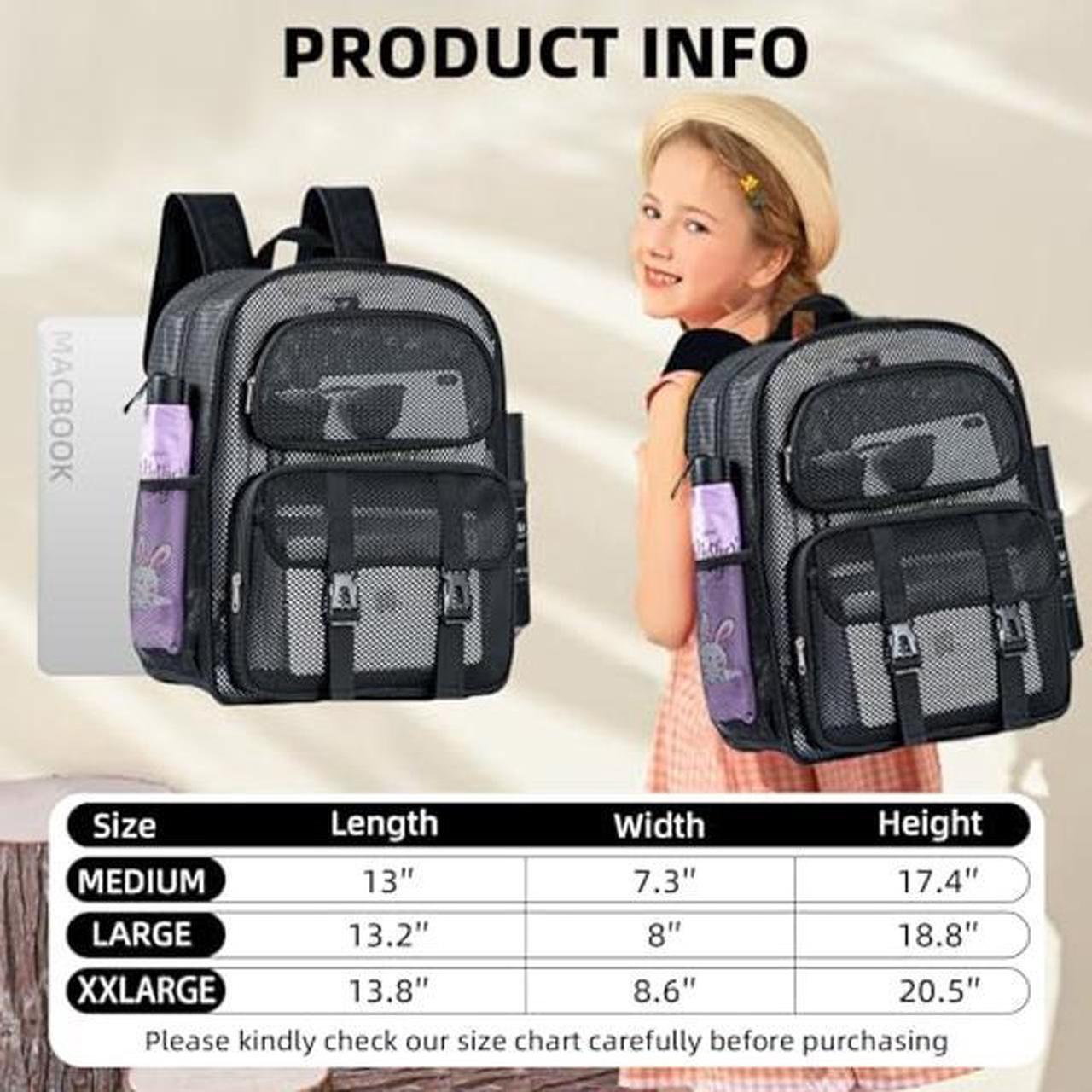 Alt view image 4 of 5 - SWANSWIFT Mesh Backpack for School 33L Heavy Duty See Through Backpack for Women Men Student Diving Travel Hiking Outdoor Sport(XLarge)