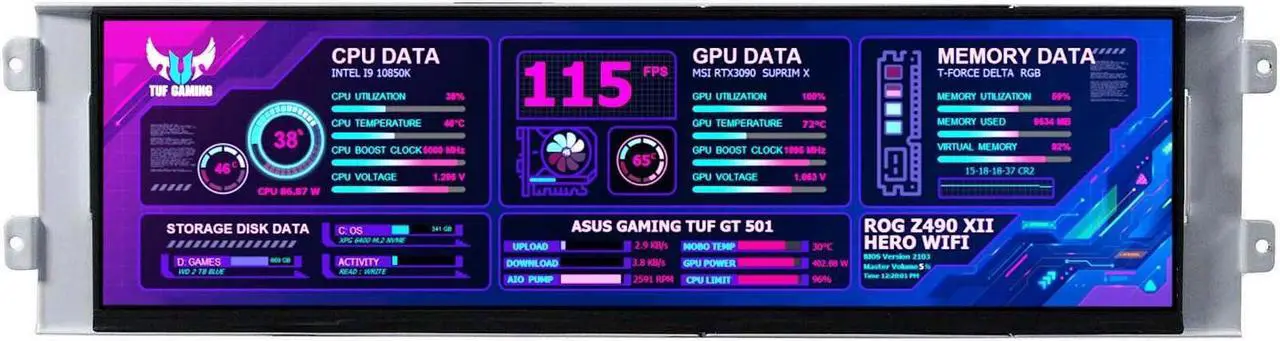 Main image of VSDISPLAY 12.7 Inch 2K Bar LCD Screen Monitor 2880x864 IPS DIY for D41 Computer PC Case Building CPU/GPU Monitoring Secondary Display,with Type-c DP Input
