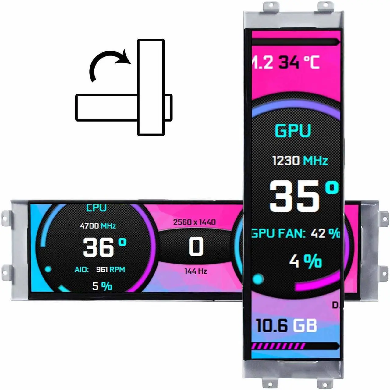 Alt view image 3 of 5 - VSDISPLAY 12.7 Inch 2K Bar LCD Screen Monitor 2880x864 IPS DIY for D41 Computer PC Case Building CPU/GPU Monitoring Secondary Display,with Type-c DP Input