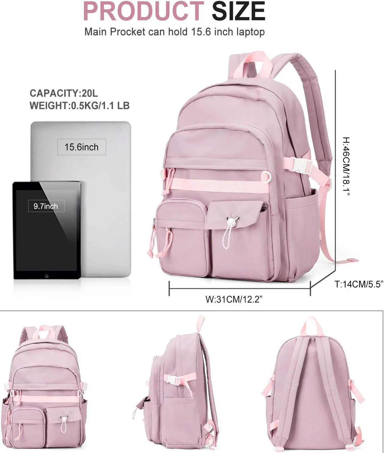 Alt view image 2 of 5 - weradar Aesthetic College Backpack Women,Students Casual Travel Daypacks,High School Bookbags For Teen Girls,Cute School Backpack With Lots of Pockets(purple)