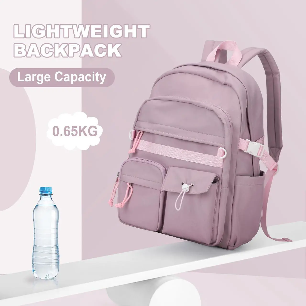 Alt view image 5 of 5 - weradar Aesthetic College Backpack Women,Students Casual Travel Daypacks,High School Bookbags For Teen Girls,Cute School Backpack With Lots of Pockets(purple)